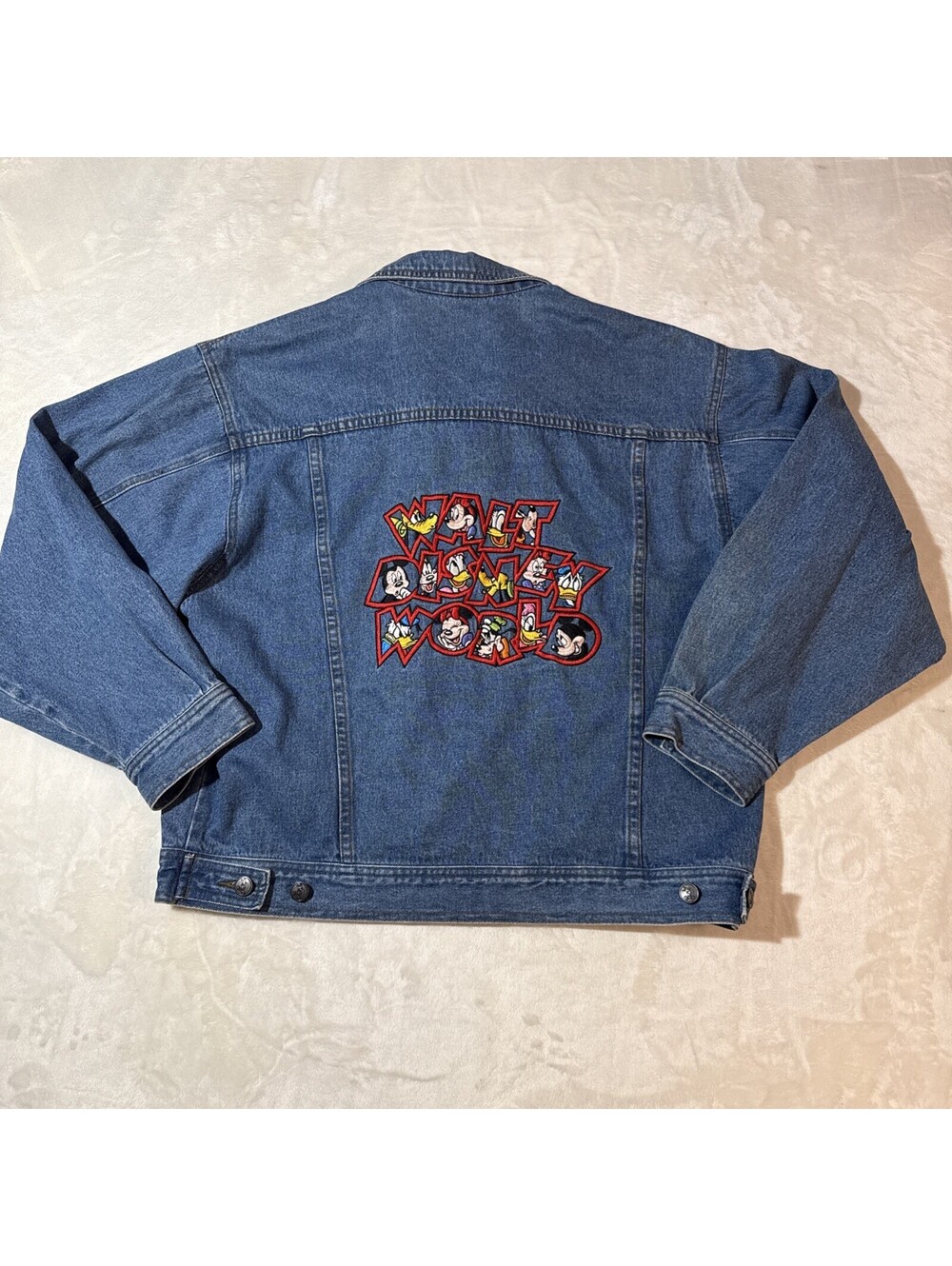 Vintage Walt Disney World Denim Jacket Mickey Inc. Characters Exclusive Sz LG